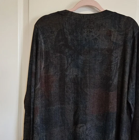 Soft Surroundings Green Brown Floral Tunic Sweater Women's Size 1X - Picture 7 of 10